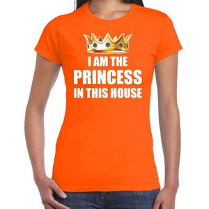 Woningsdag Im the princess in this house t-shirts voor thuisblijvers tijdens Koningsdag oranje dames
