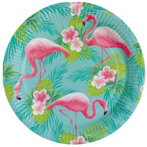 8x Flamingo feest bordjes 23 cm van karton