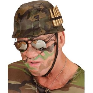Camouflage helm met nep kogels