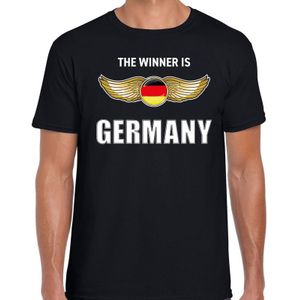 Duitsland landen shirt zwart met The winner is Germany songfestival bedrukking voor heren