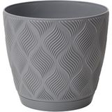 Form Plastic Plantenpot/bloempot New Age - kunststof - platina grijs - D17 x H15 cm