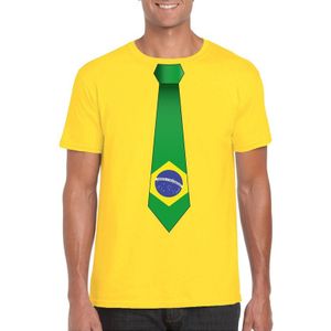 Shirt met Brazilie stropdas geel heren