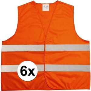 6x Neon oranje veiligheidsvest voor volwassenen