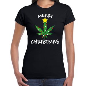 Foute humor Kerst T-shirt wiet voor dames zwart