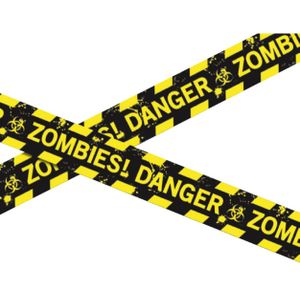 Markeerlint/afzetlint - Zombies danger - 6 meter - zwart/geel - kunststof