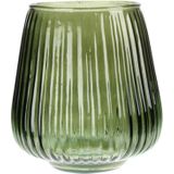 Excellent Houseware glazen vaas / bloemen vazen - groen - 18 x 19 cm