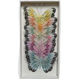 18x stuks decoratie vlinders op draad gekleurd - 8 cm