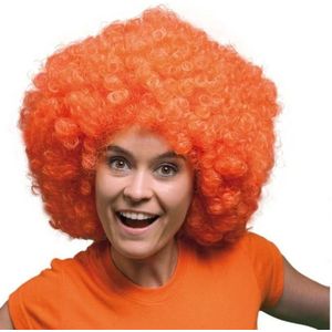 Grote oranje afro pruiken