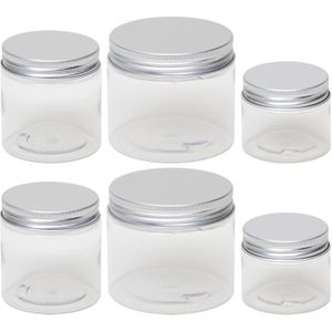 Set van 12x stuks kleine kunststof weckpotjes/inmaakpotjes 50/100/150 ml met schroefdeksel