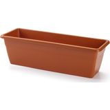 3x stuks hangende reling Plantenbak terracotta 50 x 17 x 15 cm met kunststof beugels