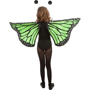 Vlinder verkleed set - vleugels en diadeem - groen - kinderen