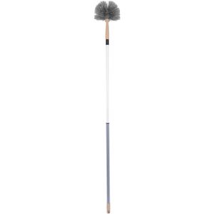 Urban Living Schoonmaak/afstoffen Ragebol telescoopsteel - uitschuifbaar tot 140 cm - grijs/roze