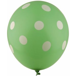 Ballonnen groen met witte stippen 30 cm 5st
