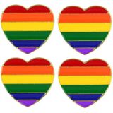 4x Regenboogvlag kleuren metalen hartje broche 3 cm