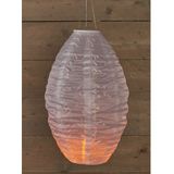 2x stuks solar buitenlampion / buitenlampionnen wit met realistisch vlameffect 30 x 50 cm