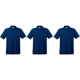 3-Pack Maat L - Premium polo t-shirts / poloshirts donkerblauw/navy van katoen voor heren