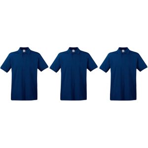 3-Pack Maat L - Premium polo t-shirts / poloshirts donkerblauw/navy van katoen voor heren