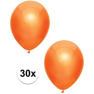 30x Oranje metallic heliumballonnen 30 cm