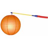 Lampionset oranje 25 cm met lampionstokje