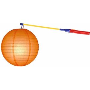 Lampionset oranje 25 cm met lampionstokje