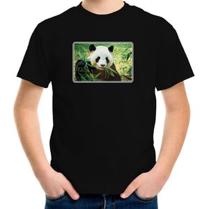 Dieren t-shirt met pandaberen foto zwart voor kinderen - panda cadeau shirt
