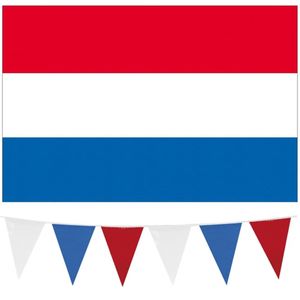 Haza - Nederland vlaggetjes feest versiering set binnen/buiten 3-delig