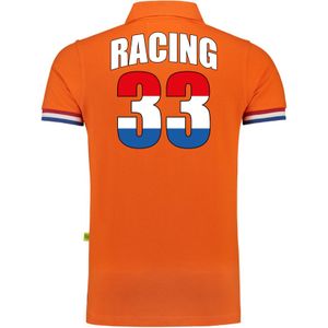 Grote maten racing 33 autocoureur / autosport supporter polo shirt oranje luxe kwaliteit - 200 gram katoen - voor heren
