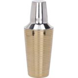 Set van 4x Martini cocktailglazen met goud gestreepte cocktailshaker RVS