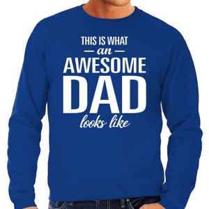 Awesome Dad / vader cadeau sweater blauw voor heren