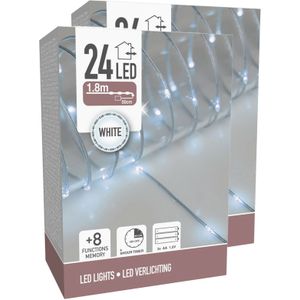 Draadverlichting/lichtsnoeren - 2 stuks - helder wit - 180 cm
