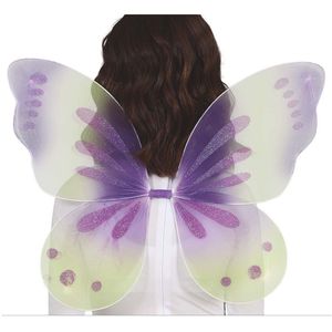 Fiestas Guirca Verkleed vleugels vlinder - groen/lila paars - kinderen - Carnavalskleding/accessoires