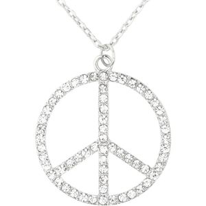 Hippie Flower Power Sixties sieraden peace teken strass ketting