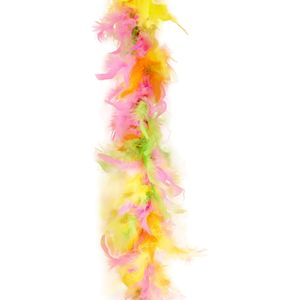 Funny Fashion Carnaval verkleed boa met veren - geel/roze - 200cm - 45gr - Glitter and Glamour