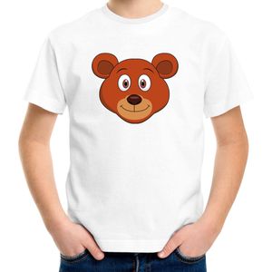 Cartoon beer t-shirt wit voor jongens en meisjes - Cartoon dieren t-shirts kinderen