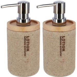 Set van 3x stuks zeeppompjes/zeepdispensers bruin Lotion 17 cm - Navulbare zeep houder - Toilet/badkamer accessoires