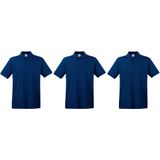 3-Pack Maat XL - Premium polo t-shirts / poloshirts donkerblauw/navy van katoen voor heren