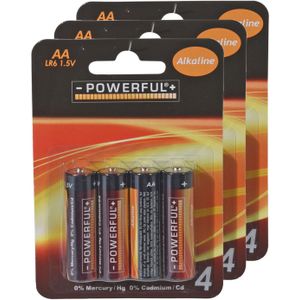 Powerful Batterijen Penlite - AA type - 12x stuks - Alkaline
