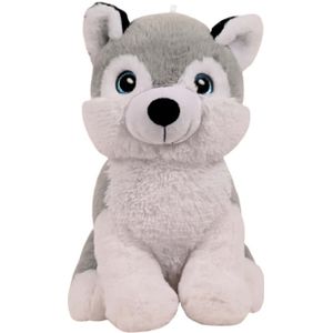 Knuffeldier Husky hond Billy - zachte pluche stof - dieren knuffels - grijs/wit - 32 cm