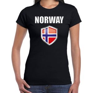 Noorwegen fun/ supporter t-shirt dames met Noorse vlag in vlaggenschild