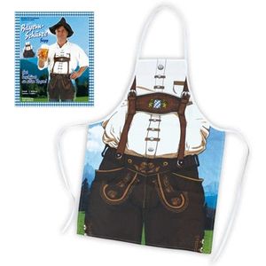 Oktoberfest verkleedkleding keukenschort man met lederhose