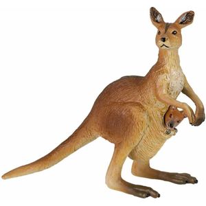 Plastic kangoeroe met baby speeldiertje 8 cm