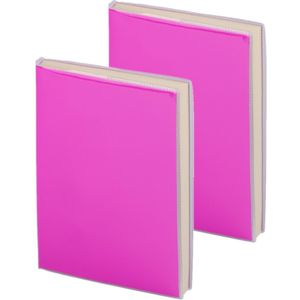 Pakket van 4x stuks notitieblokje zachte kaft roze met plastic hoes 10 x 13 cm