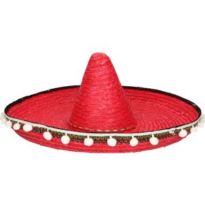 Rode Mexicaanse verkleed sombrero hoed 60 cm voor volwassenen