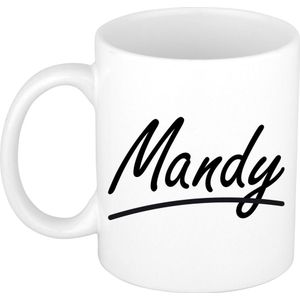 Mandy voornaam kado beker / mok sierlijke letters - gepersonaliseerde mok met naam
