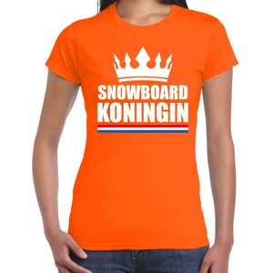Snowboard koningin apres ski t-shirt oranje dames - Sport / hobby shirts