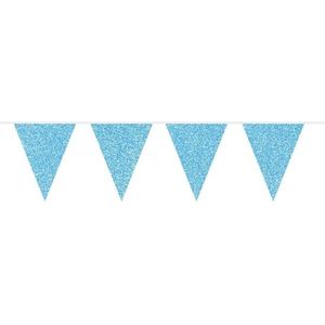 3x Blauwe babyshower vlaggenlijn met glitters 10 meter