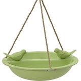 Decoris Vogelbad/drinkschaal - bamboe hout - groen - D27 cm - voederbak