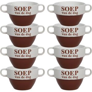 Soepkommen - 8x - Soep van de dag - keramiek - D12 x H8 cm - Bordeaux rood - Stapelbaar