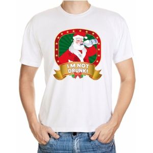 Foute Kerst shirt wit met dronken Kerstman voor heren