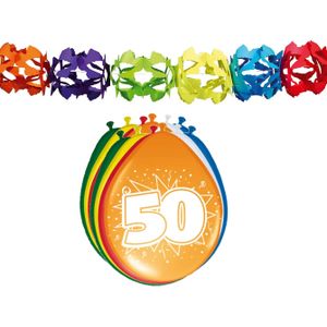 Verjaardag feest 50 jaar versieringen pakket feestslingers en ballonnen